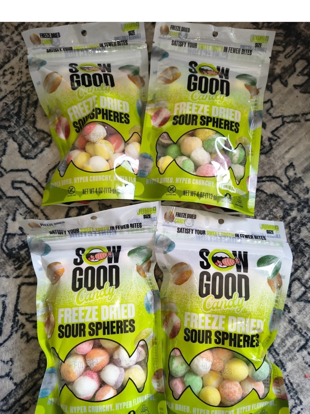 Sow Good Freeze Dried Sour Candy Spheres, 4 oz Pack of 4 BB 01/12/2028
